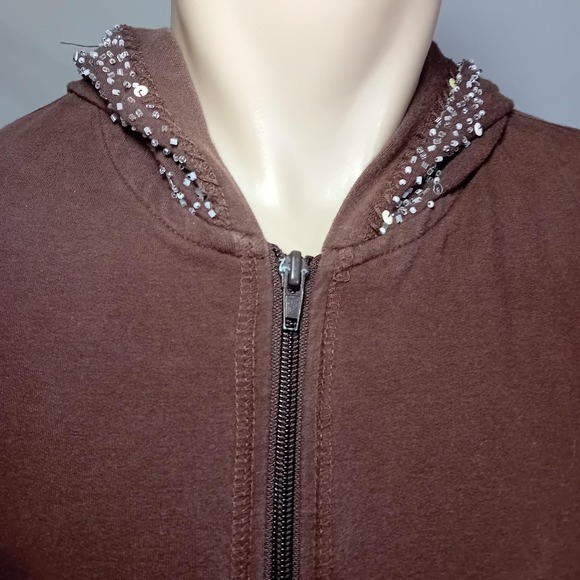 Vintage Y2K Women Junior Full Zip Hoodie Embellished Mcbling Casual Streetwear M - Picture 10 of 15